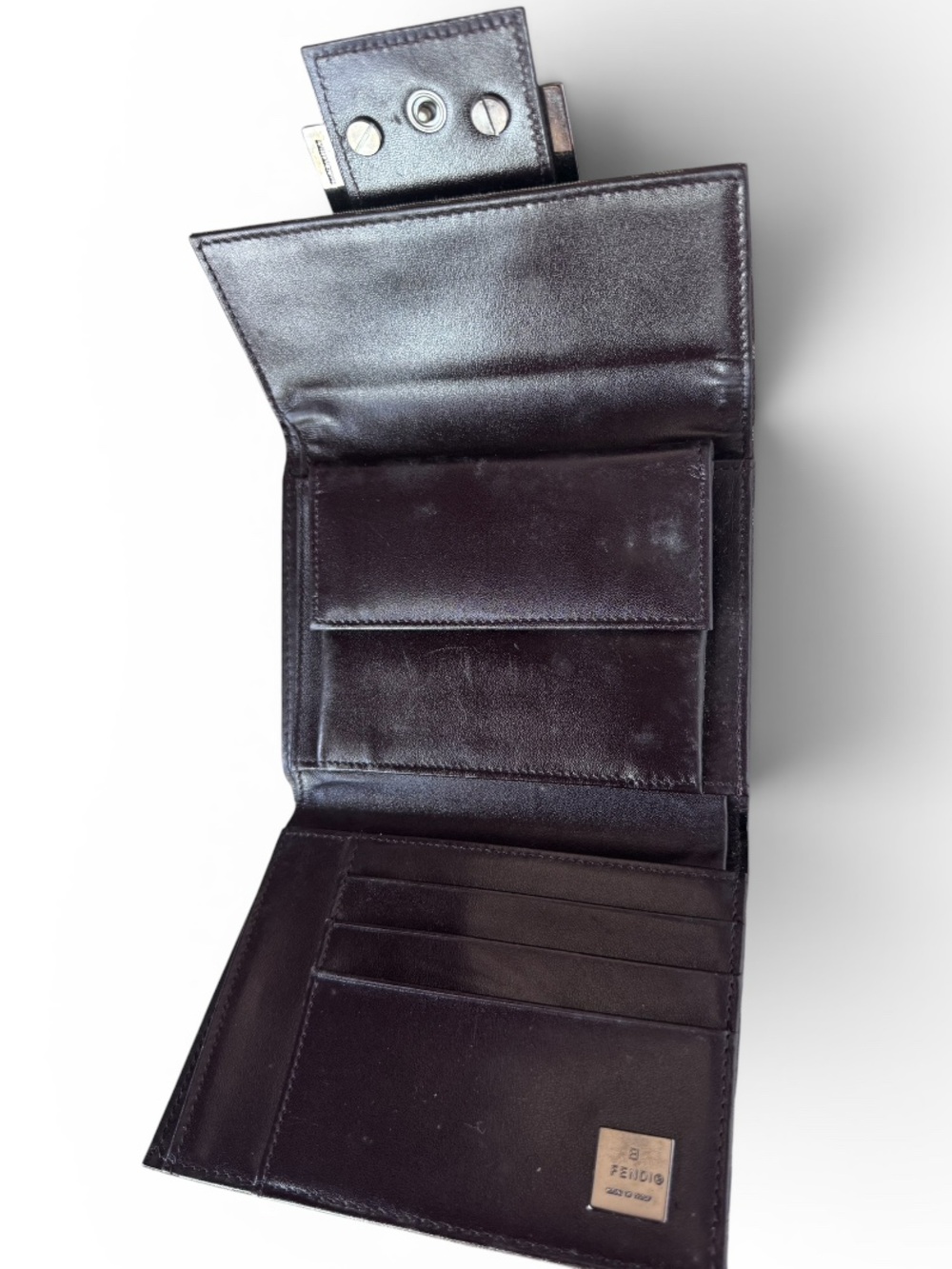 Fendi Zucca FF Trifold Wallet Brown Canvas & Leather Vintage Made in Italy - Picture 4 of 13
